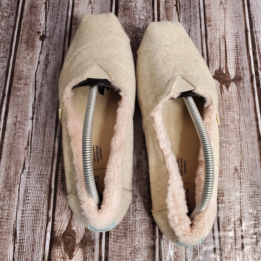 TOMS Women's Alpargata Fleece Faux Fur Slip On Cream Size 11 - Picture 8 of 13